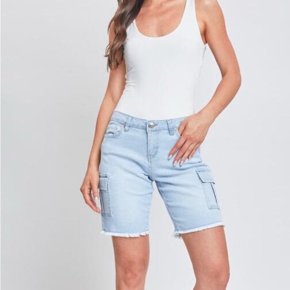 YMI Blue Cargo Shorts Relaxed Fit